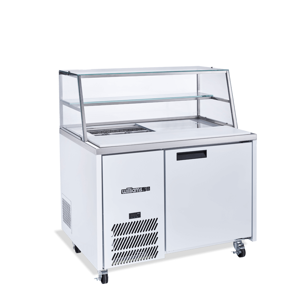 Williams Jade Sandwich - One Door White Colorbond Prep Counter Refrigerator With Blown Air Well - Without Canopy HJ1SCBA-000-N