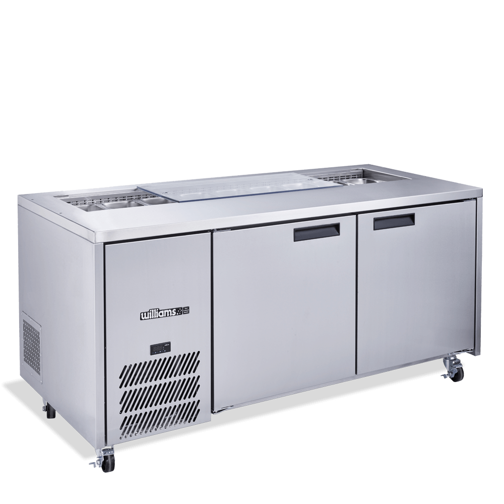 Williams Jade Sandwich - Two Door White Colorbond Prep Counter Refrigerator With Blown Air Well- Without Canopy HJ2SCBA-000-N