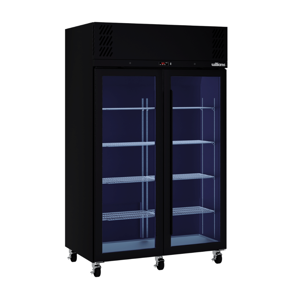 Williams Pearl - Two Door Black Colorbond Upright Display Refrigerator HP2GBHC
