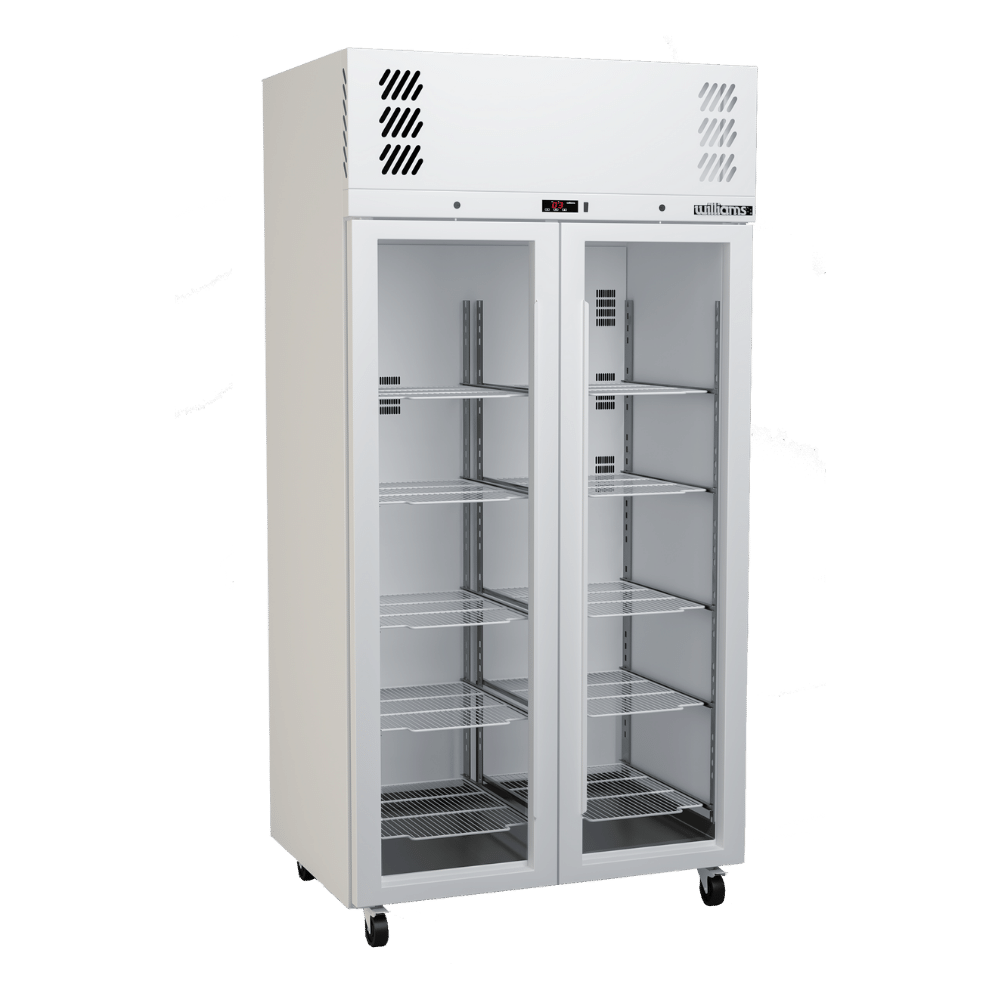 Williams Pearl - Slim Two Door White Colorbond Upright Display Refrigerator HPR2GWHC