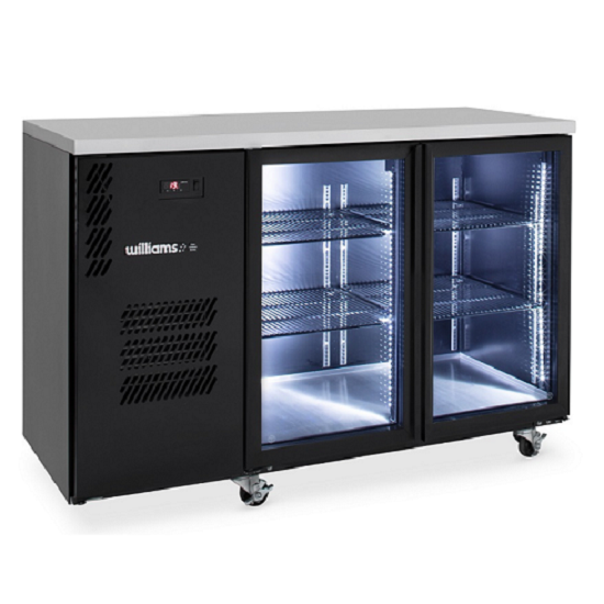 Williams Cameo 2 Glass Door Back Bar Fridge - Black HC2UGBHC