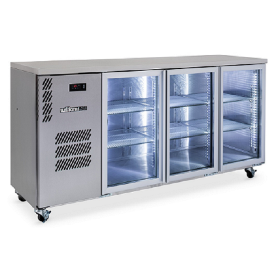 Williams Cameo 3 Glass Door Back Bar Fridge - Stainless Steel HC3UGSHC