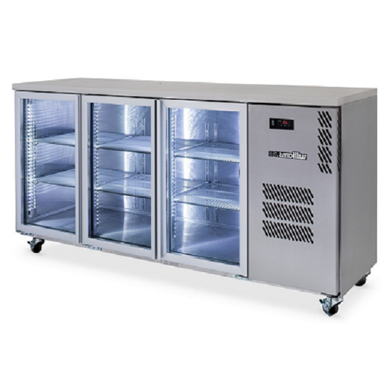 Williams Cameo 3 Glass Door Back Bar Fridge - Stainless Steel HC3UGSHC