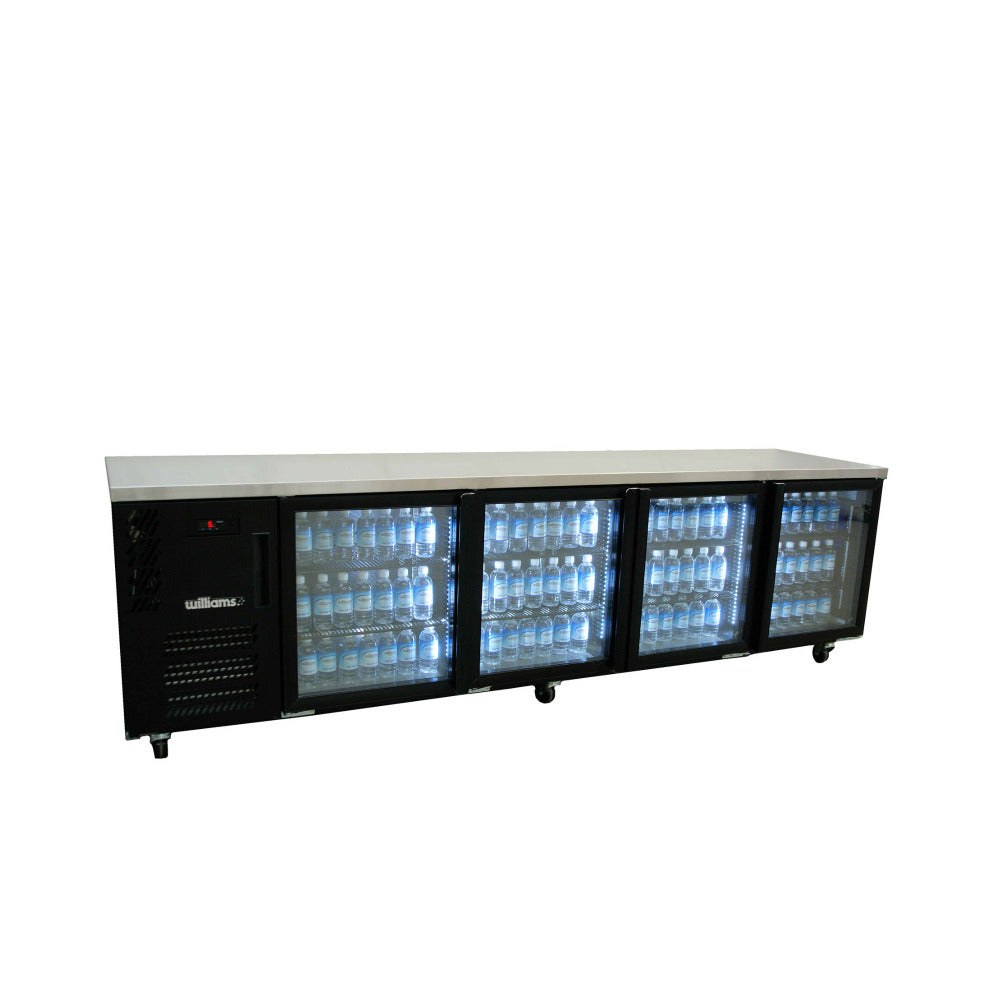Williams Boronia 4 Glass Door Back Bar Fridge - Black HB4UGBHC