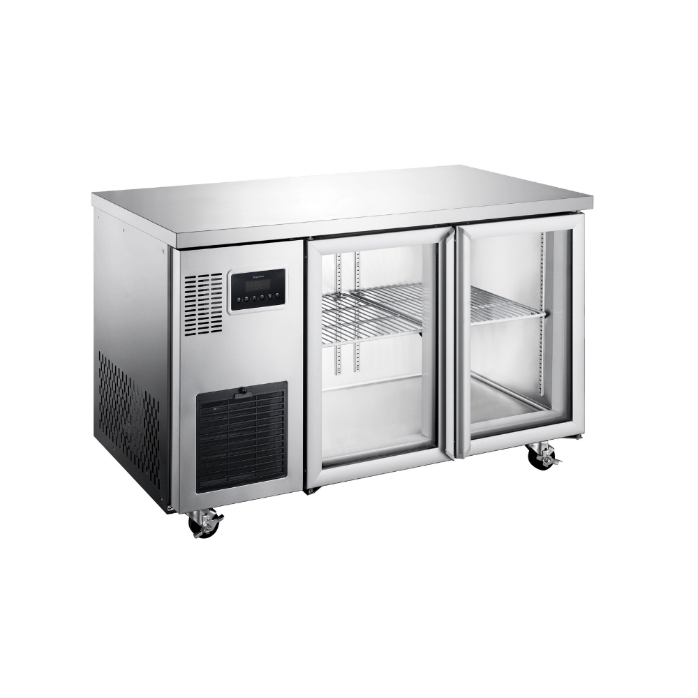 Williams Topaz Under Counter - Two Door Stainless Under Counter Glass Door Refrigerator HTU2GSHC