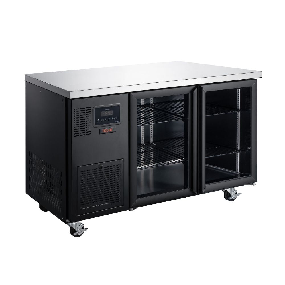 Williams Topaz Under Counter - Two Door Black Under Counter Glass Door Refrigerator HTU2GBHC