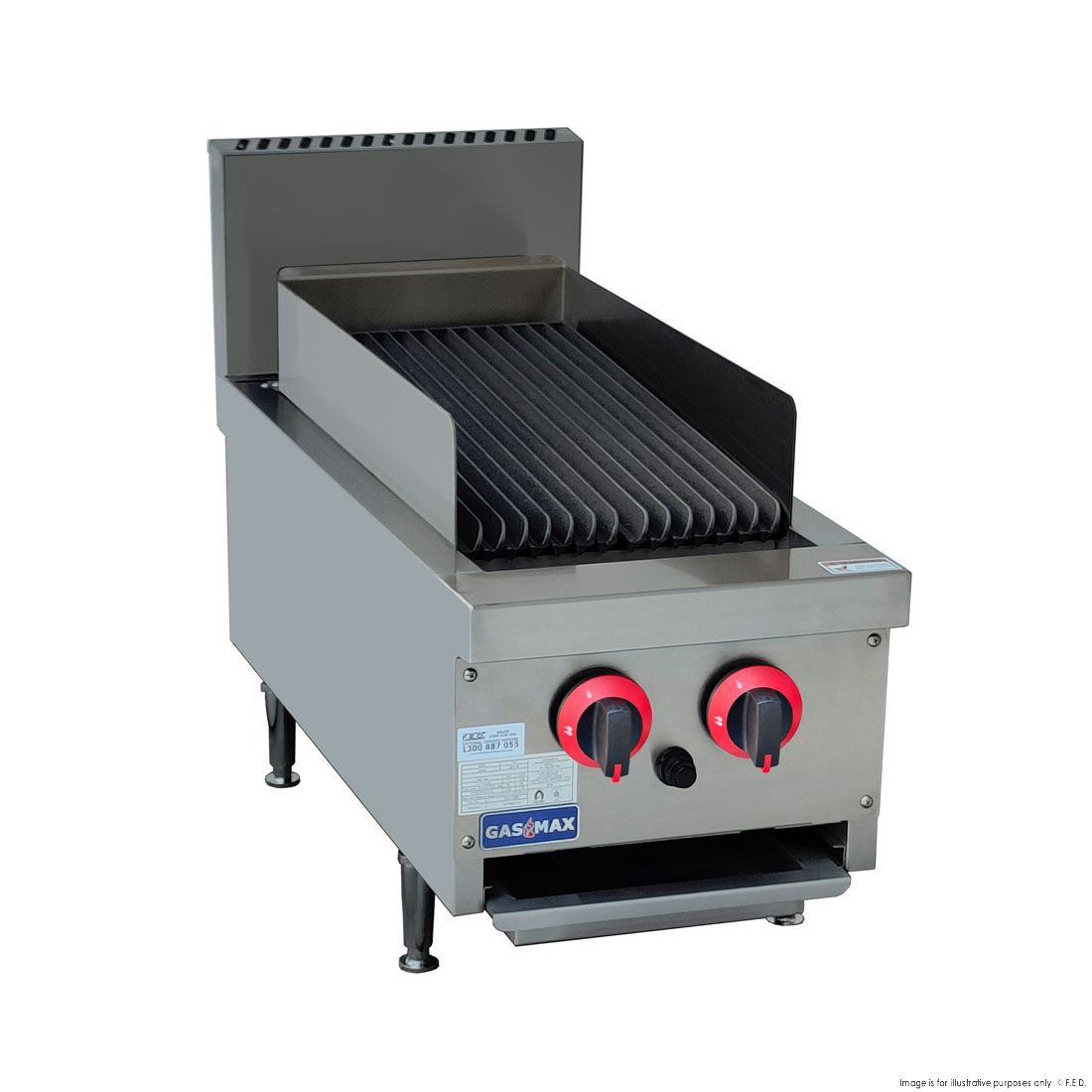 GasMax QR-14E 2 Burner Char Grill Top - Natural Gas/LPG