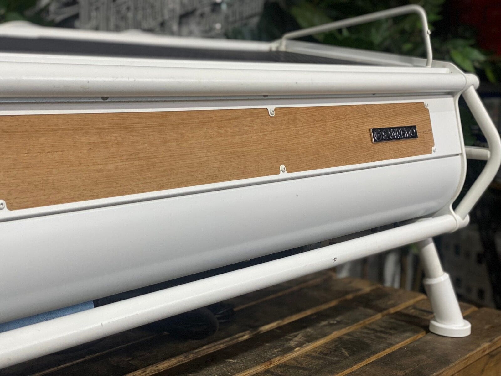 San Remo Cafe Racer White - 3 Group Commercial Espresso Machine - Timber