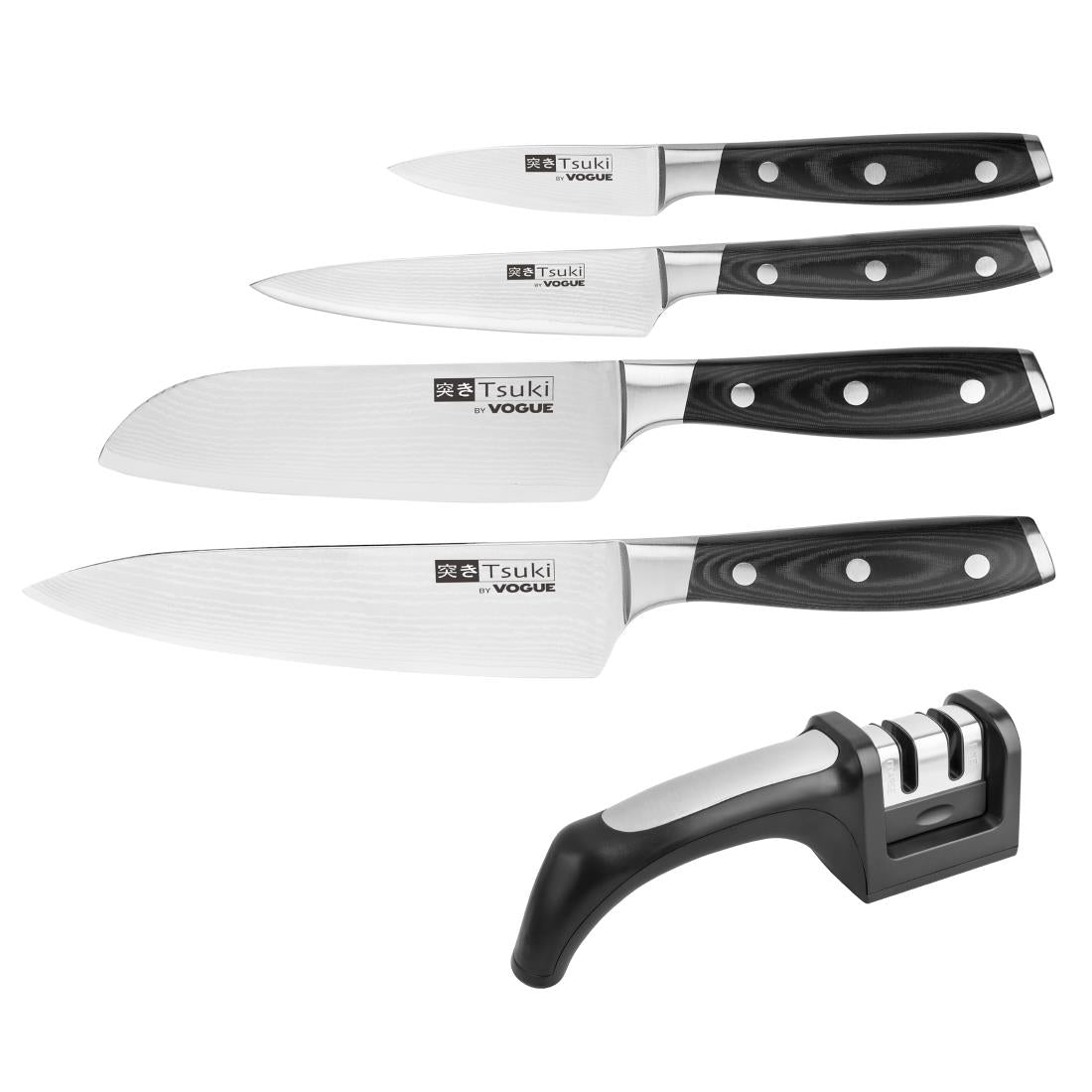 Vogue Tsuki Knife Set and Sharpener - S789