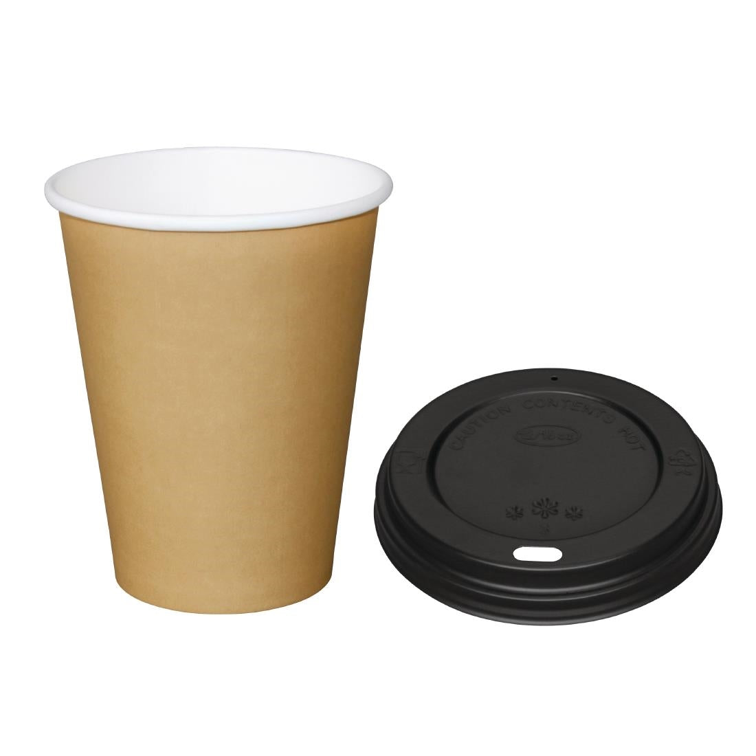 Special Offer Fiesta Recyclable Brown 340ml Hot Cups and Black Lids (Pack of 1000) - SA432