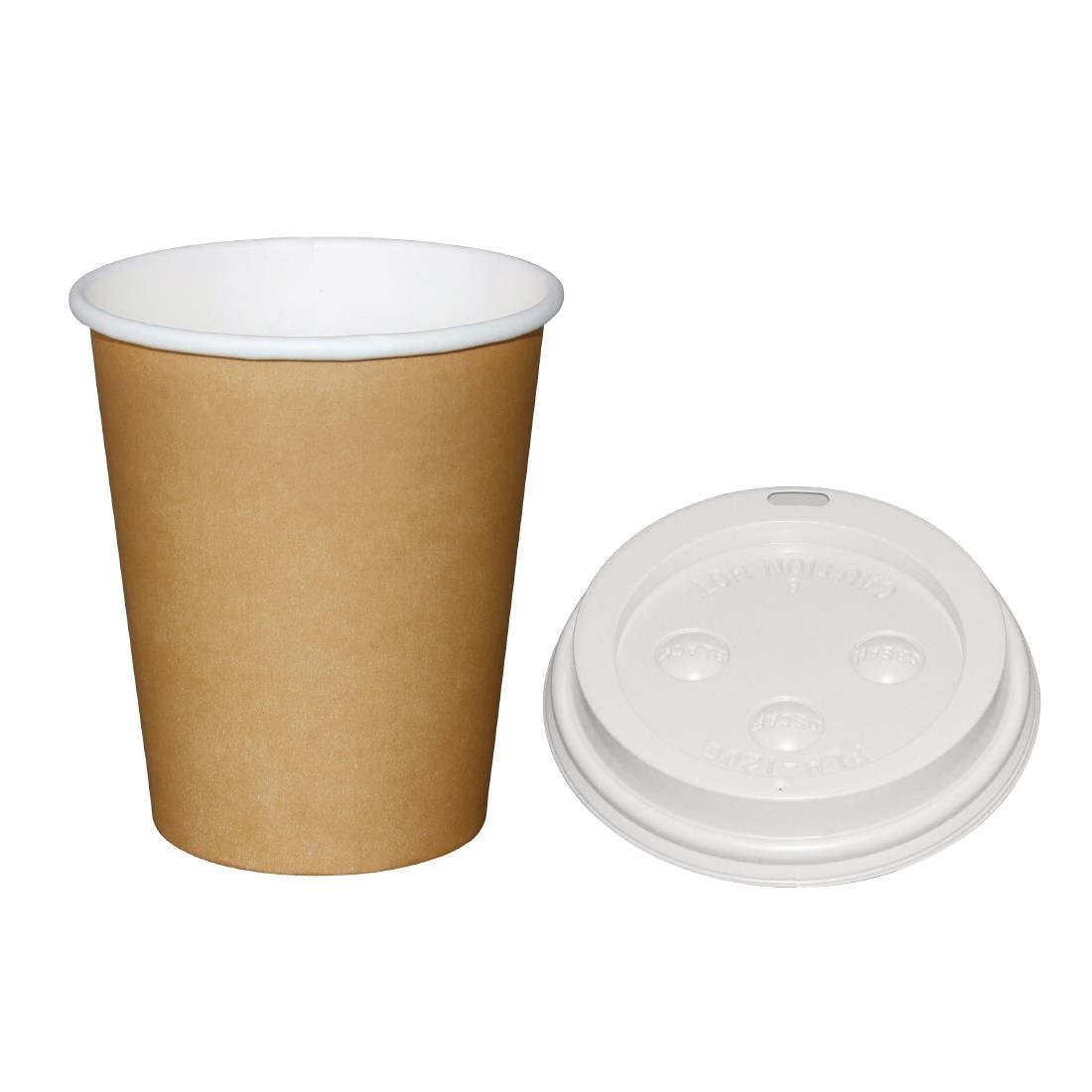 Special Offer Fiesta Recyclable Brown 225ml Hot Cups and White Lids (Pack of 1000) - SA434