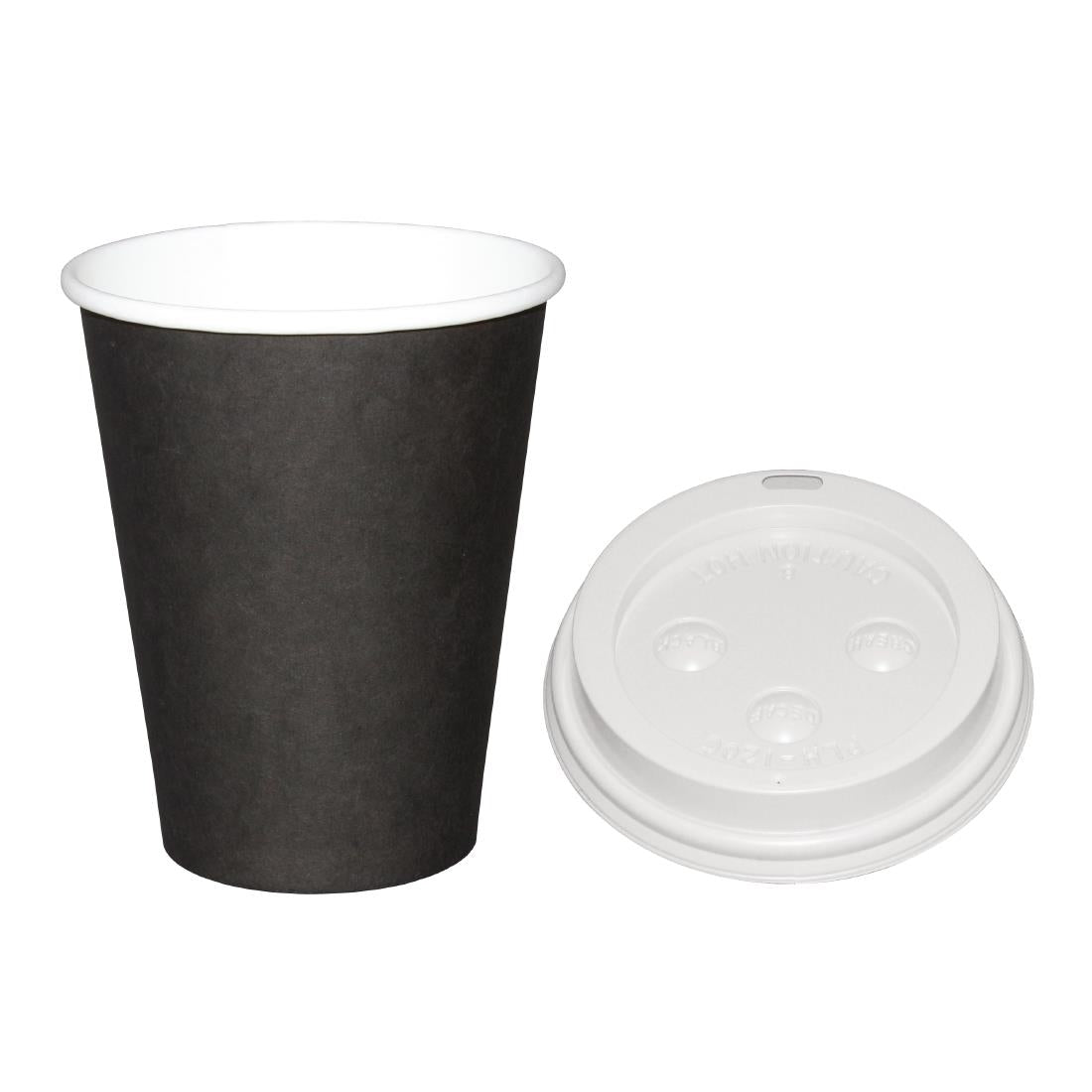 Special Offer Fiesta Recyclable Black 225ml Hot Cups and White Lids (Pack of 1000) - SA435