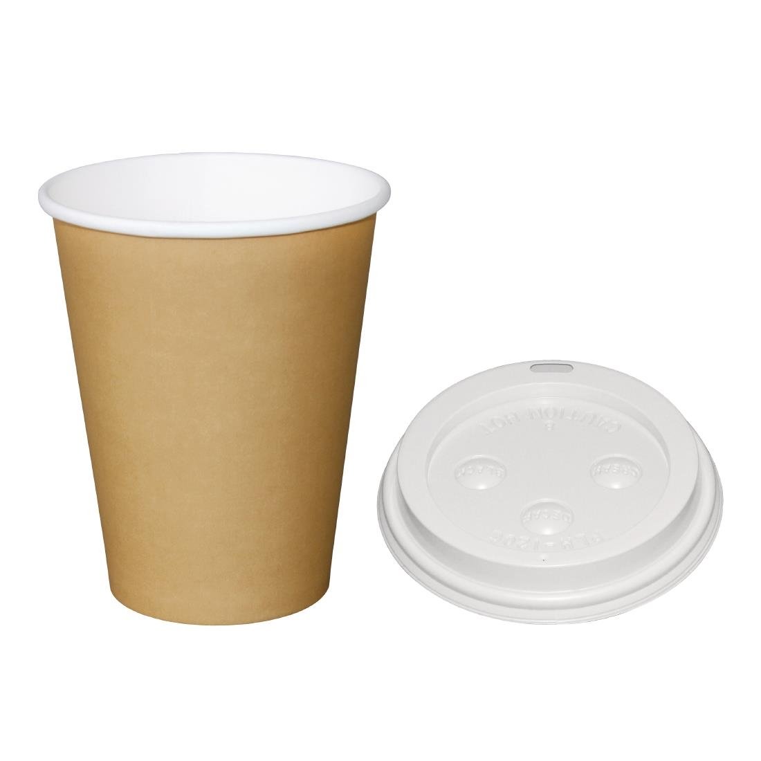 Special Offer Fiesta Recyclable Brown 340ml Hot Cups and White Lids Pack of 1000 - SA437