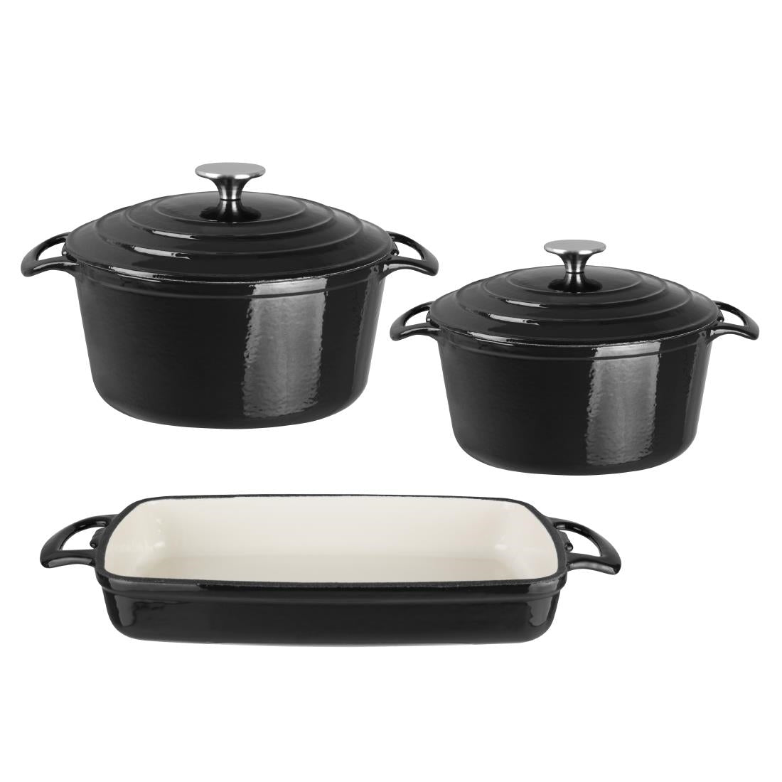 Vogue Cook Like A Pro 3-Piece Cast Iron Casserole Dish Set - SA620