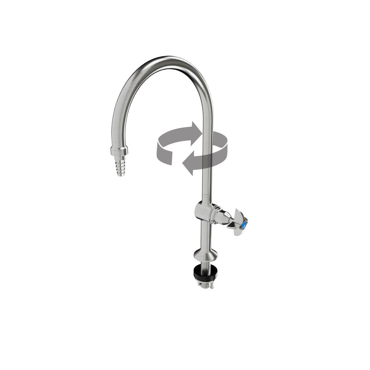 3Monkeez School Pattern Type 16 Laboratory Tap with Swivel Spout and Tube Nozzle - T-3MSS-LABSG16-TN