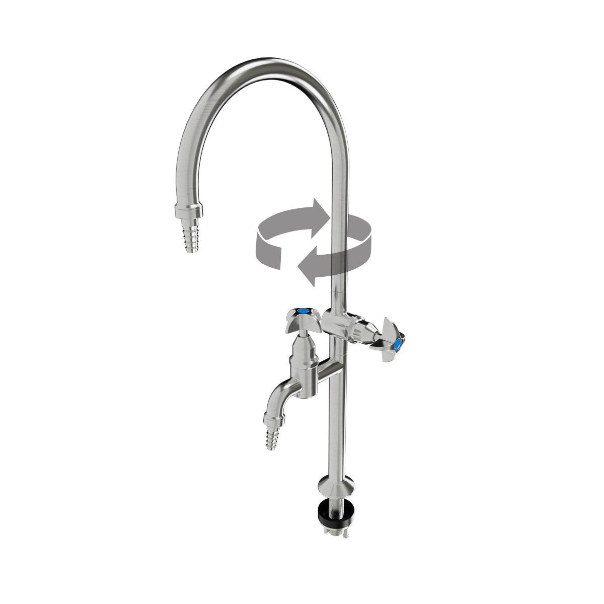3Monkeez School Pattern Type 8 Laboratory Tap with Tube Nozzle on Main Swivel Spout - T-3MSS-LABSG08-TN