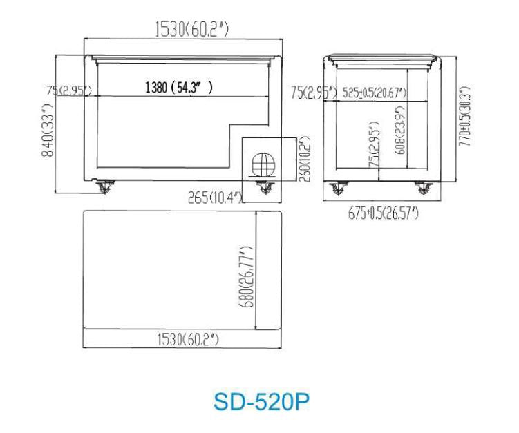 Atosa 445L Glass Top Chest Freezer 520P SD-520P