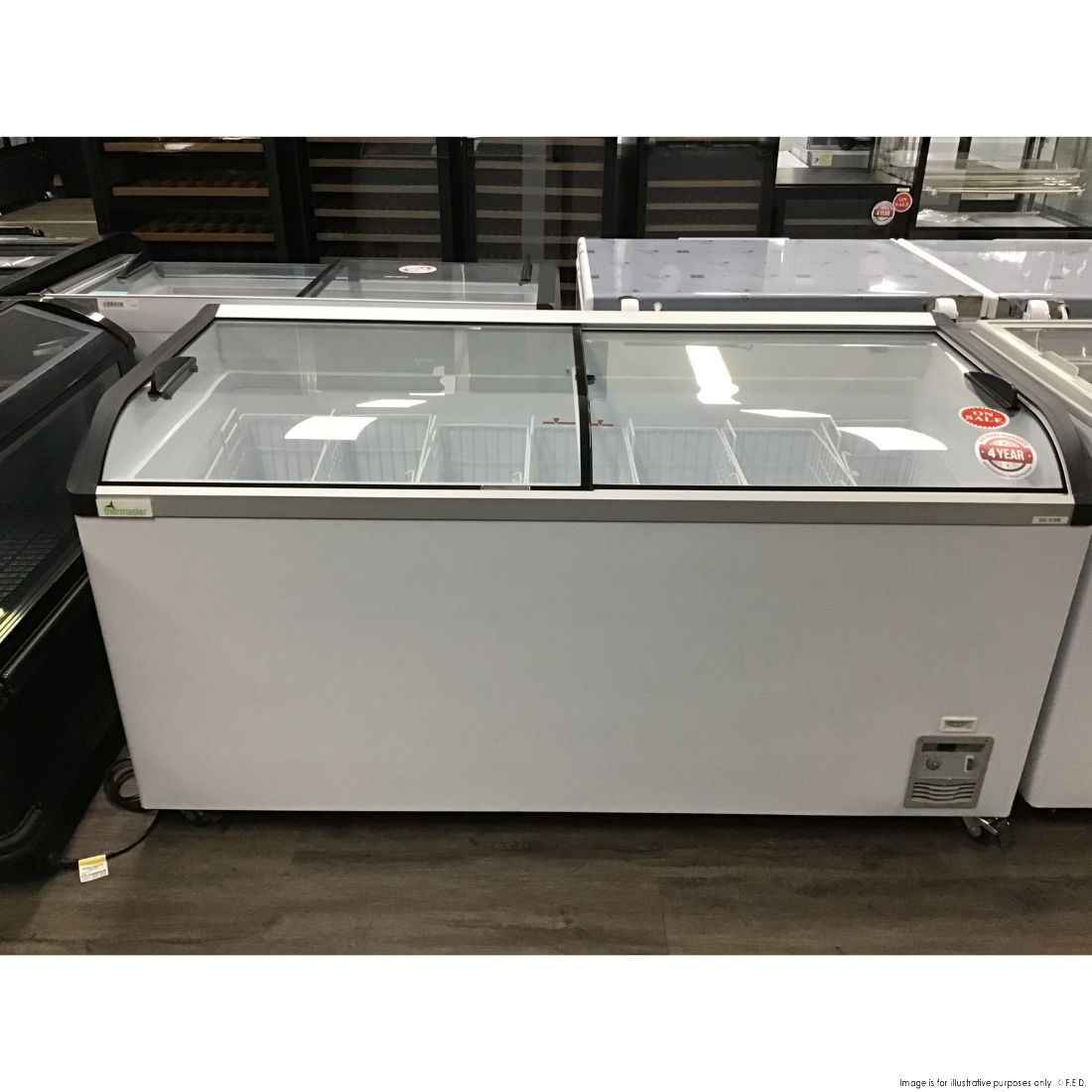 CLEARANCE - Thermaster Heavy Duty Supermarket Glass Sliding Lid Freezers 576L - SD-576K-VIC1071