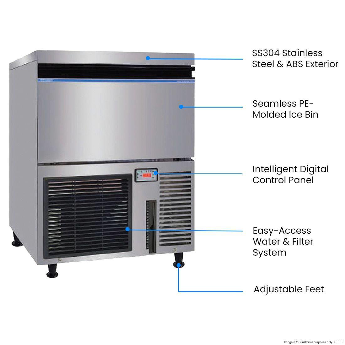 Blizzard Premium Under-Counter Ice Maker Large Cube Ice - SN-200P