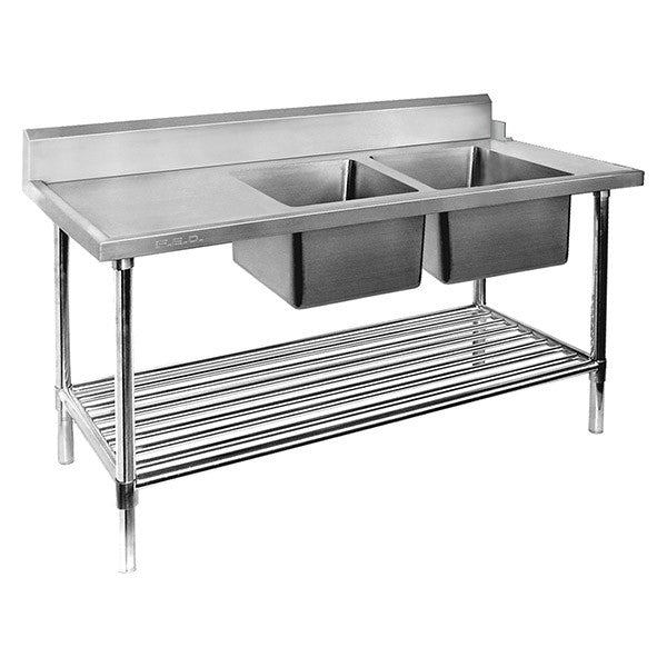 Modular Systems Double Sink Dishwasher Bench - 1800-2400mm Width - Left/Right Inlet