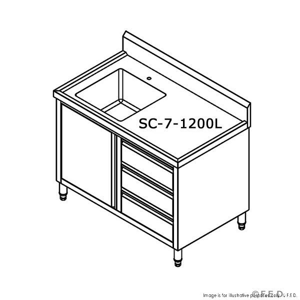 2NDs: Modular System CABINET WITH LEFT SINK - SC-7-1200L-H-SA8-Mar
