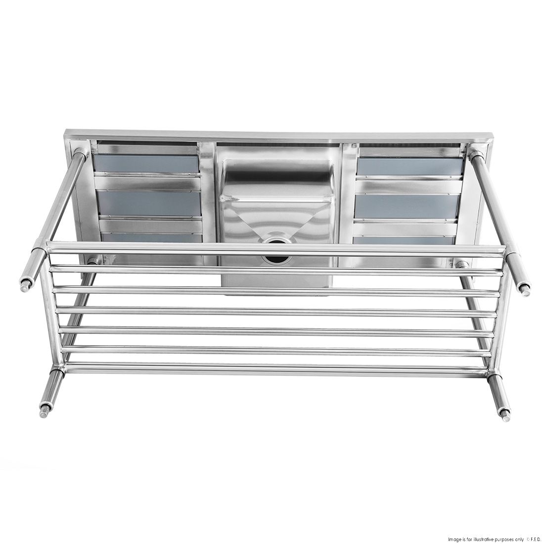 Modular Systems Single Centre Sink Bench & Pot Undershelf SSB6-1500C/A