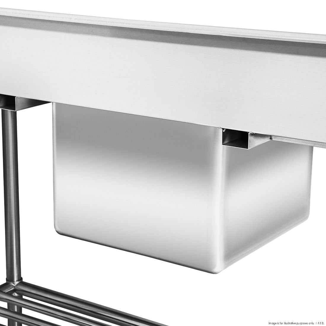 Modular Systems Single Centre Sink Bench & Pot Undershelf SSB6-1500C/A