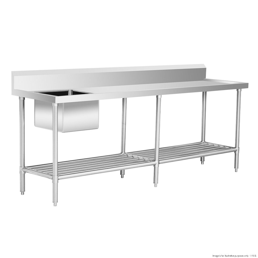 Modular Systems Single Left Sink Bench With Pot Undershelf SSB6-2400L/A
