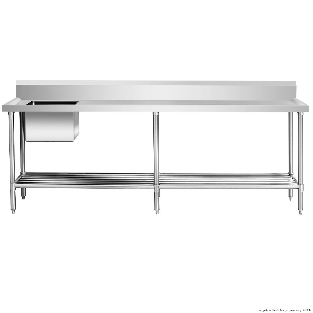 Modular Systems Single Left Sink Bench With Pot Undershelf SSB6-2400L/A