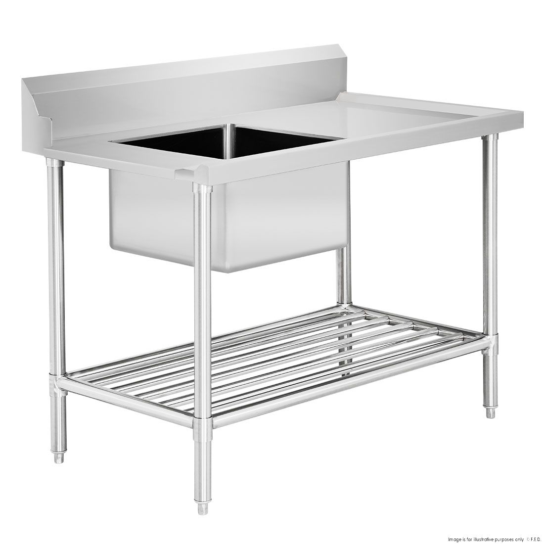 Modular Systems Left Inlet Single Sink Dishwasher Bench SSBD7-1200L/A