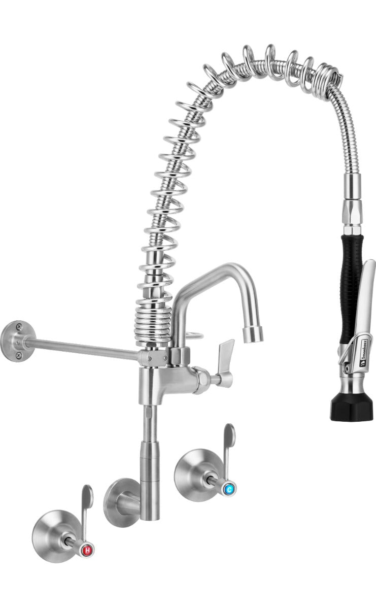 Compact Stainless Steel Wall Stops And Elbow Pre Rinse Unit With 6" Pot Filler - T-3M53816-C