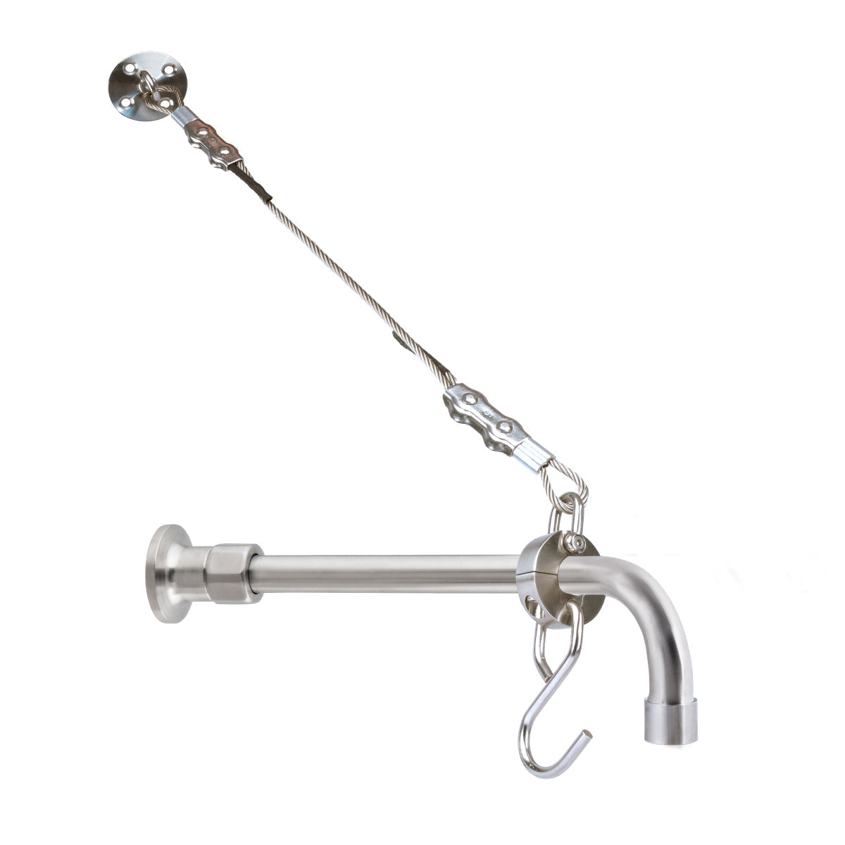 Cleaners Sink Concealed Wall Mount Spout with Wall Stops and Wall Bracket - T-3MCSKIT-C08