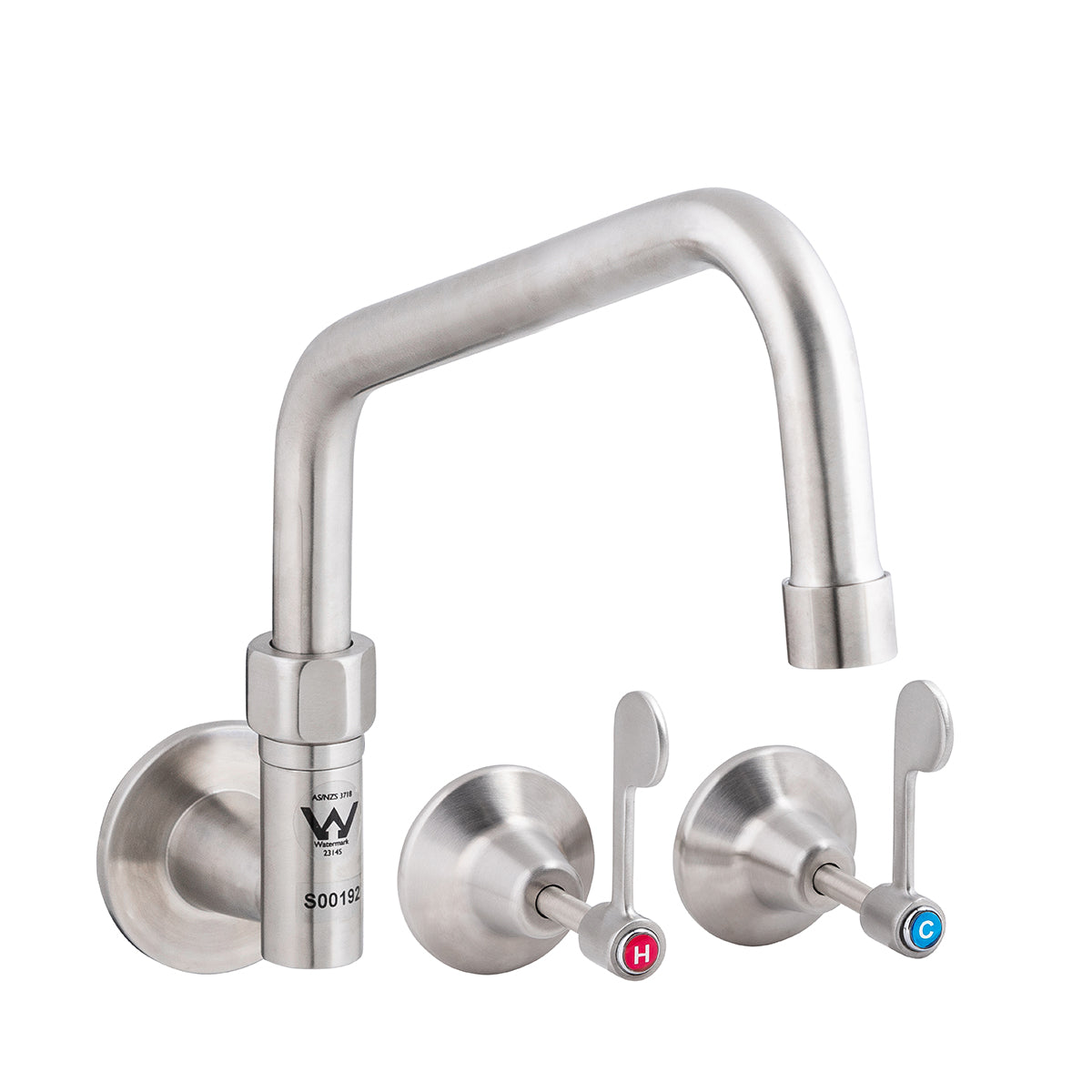 3Monkeez Stainless Steel Wall Stops and Elbow with 8" Spout - T-3MCW08