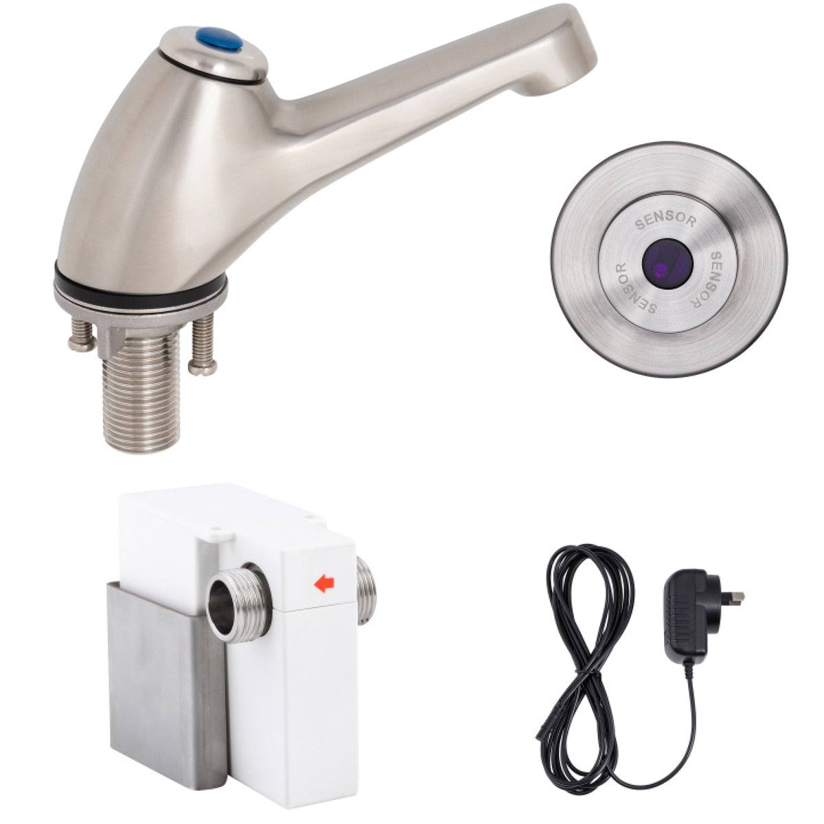 3Monkeez Pillar Tap with Wall-Mount Sensor Mains Operated - T-3MSS-PTSWM