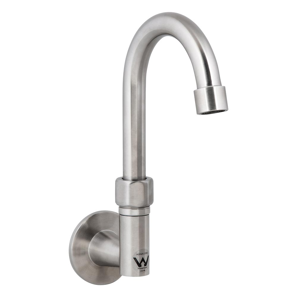 Stainless Steel Wall Elbow with 7" Gooseneck Swivel Spout - T-3MWEG07
