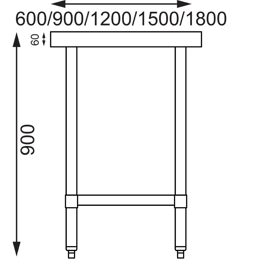 Vogue Stainless Steel Prep Table 600mm - T389