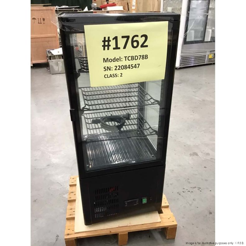 CLEARANCE - Thermaster Four-Sided Countertop Beverage Display Fridge Black TCBD78B-NSW1762