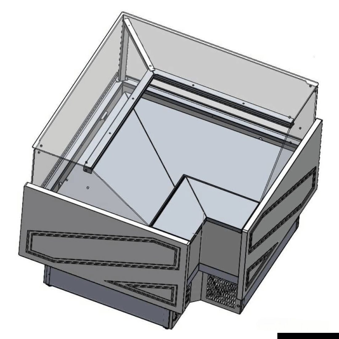 Tecnodom Series MR80 Black Corner Deli Display w/ Storage and Castors TDMR-08E