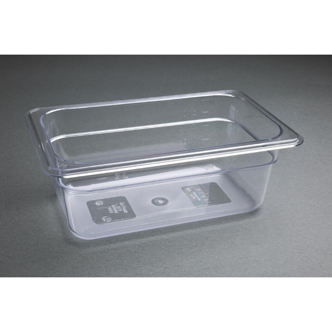 Vogue Clear Polycarbonate 1/4 Gastronorm Tray 100mm - U237