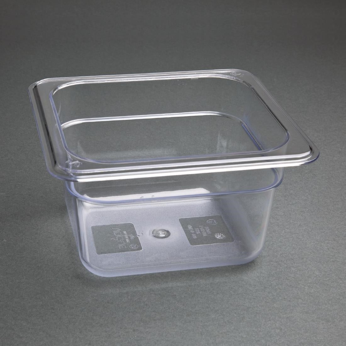 Vogue Clear Polycarbonate 1/6 Gastronorm Tray 100mm - U240