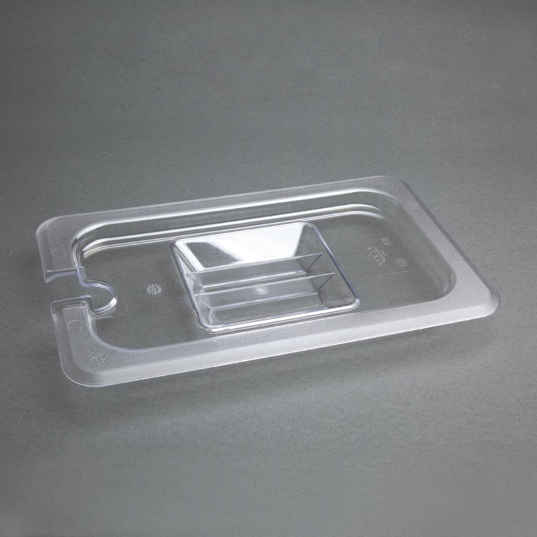 Vogue Clear Polycarbonate 1/4 Gastronorm Lid Notched - U253
