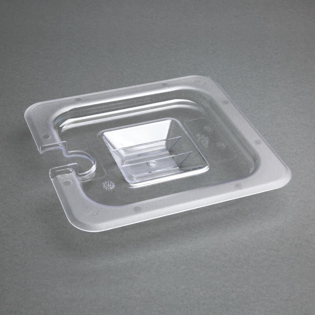 Vogue Clear Polycarbonate 1/6 Gastronorm Notched Lid - U254