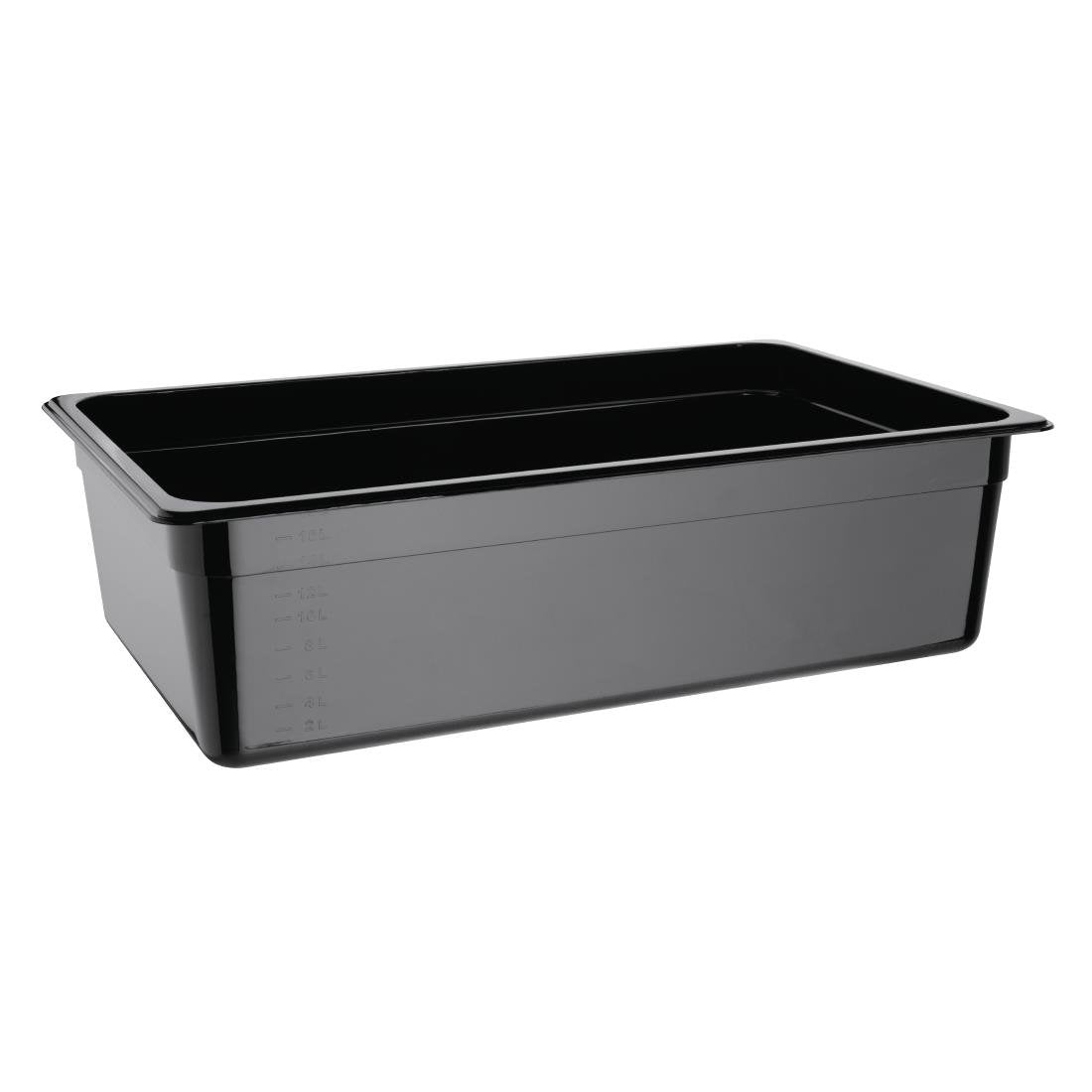 Vogue Black Polycarbonate 1/1 Gastronorm Tray 150mm - U456