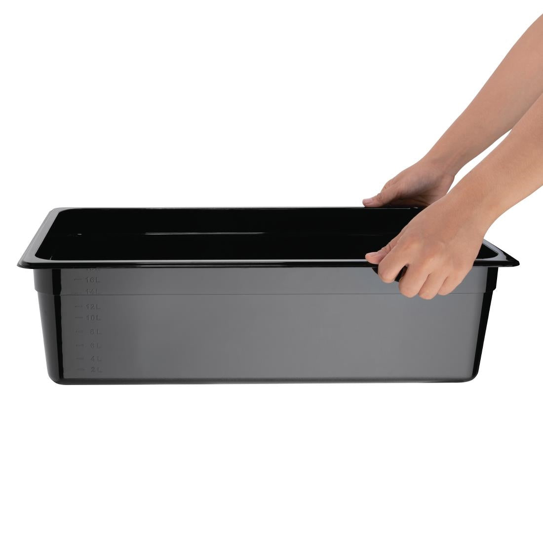 Vogue Black Polycarbonate 1/1 Gastronorm Tray 150mm - U456