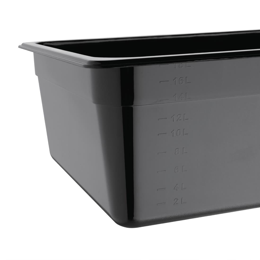 Vogue Black Polycarbonate 1/1 Gastronorm Tray 150mm - U456