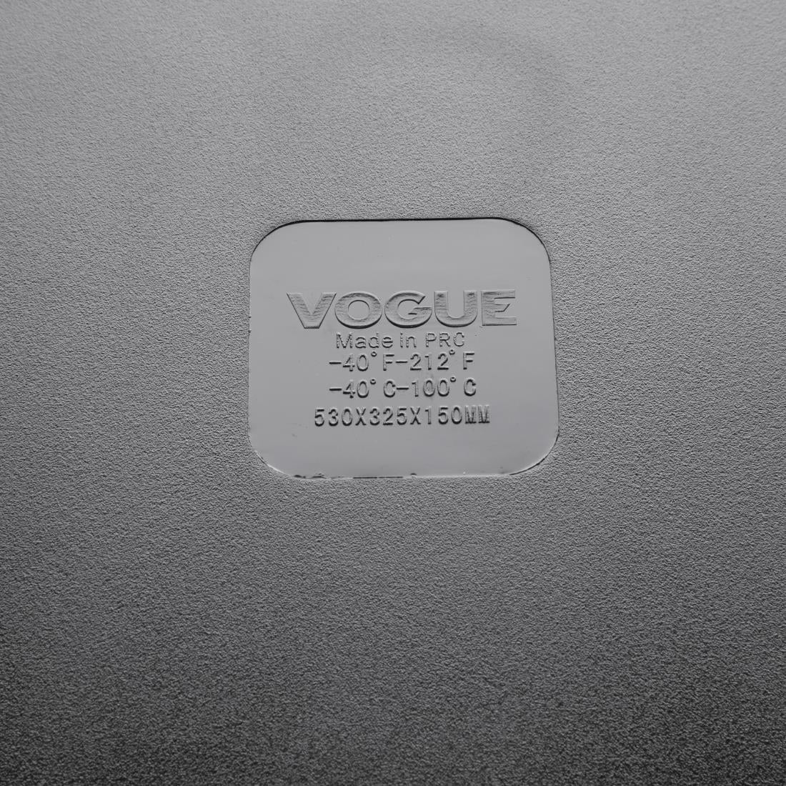 Vogue Black Polycarbonate 1/1 Gastronorm Tray 150mm - U456