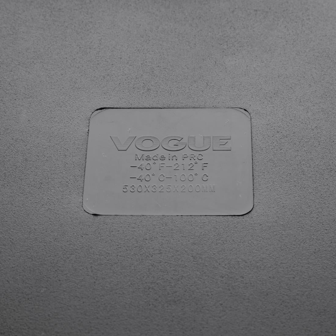 Vogue Black Polycarbonate 1/1 Gastronorm Tray 200mm - U457