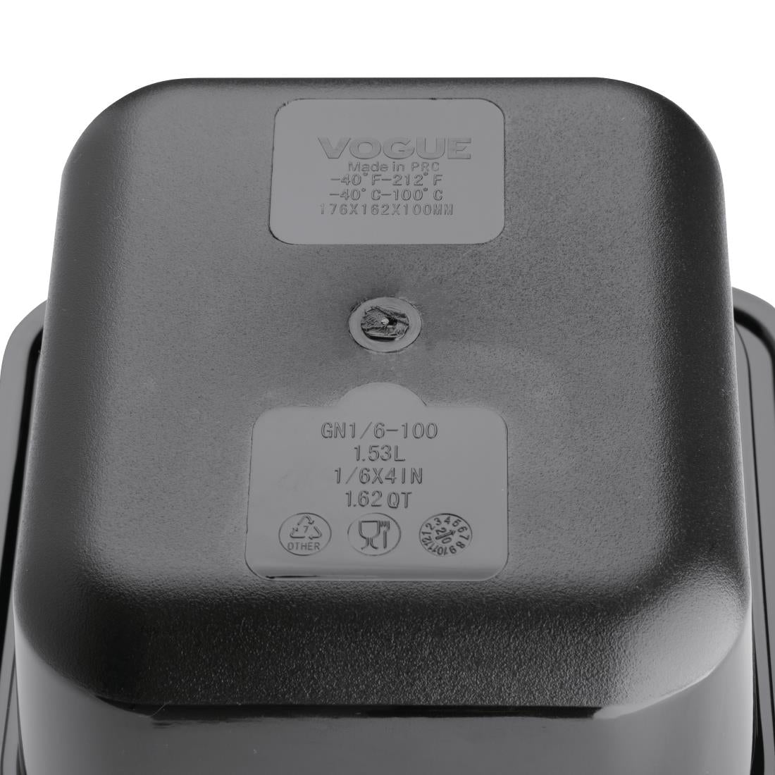 Vogue Black Polycarbonate 1/6 Gastronorm Tray 100mm - U470