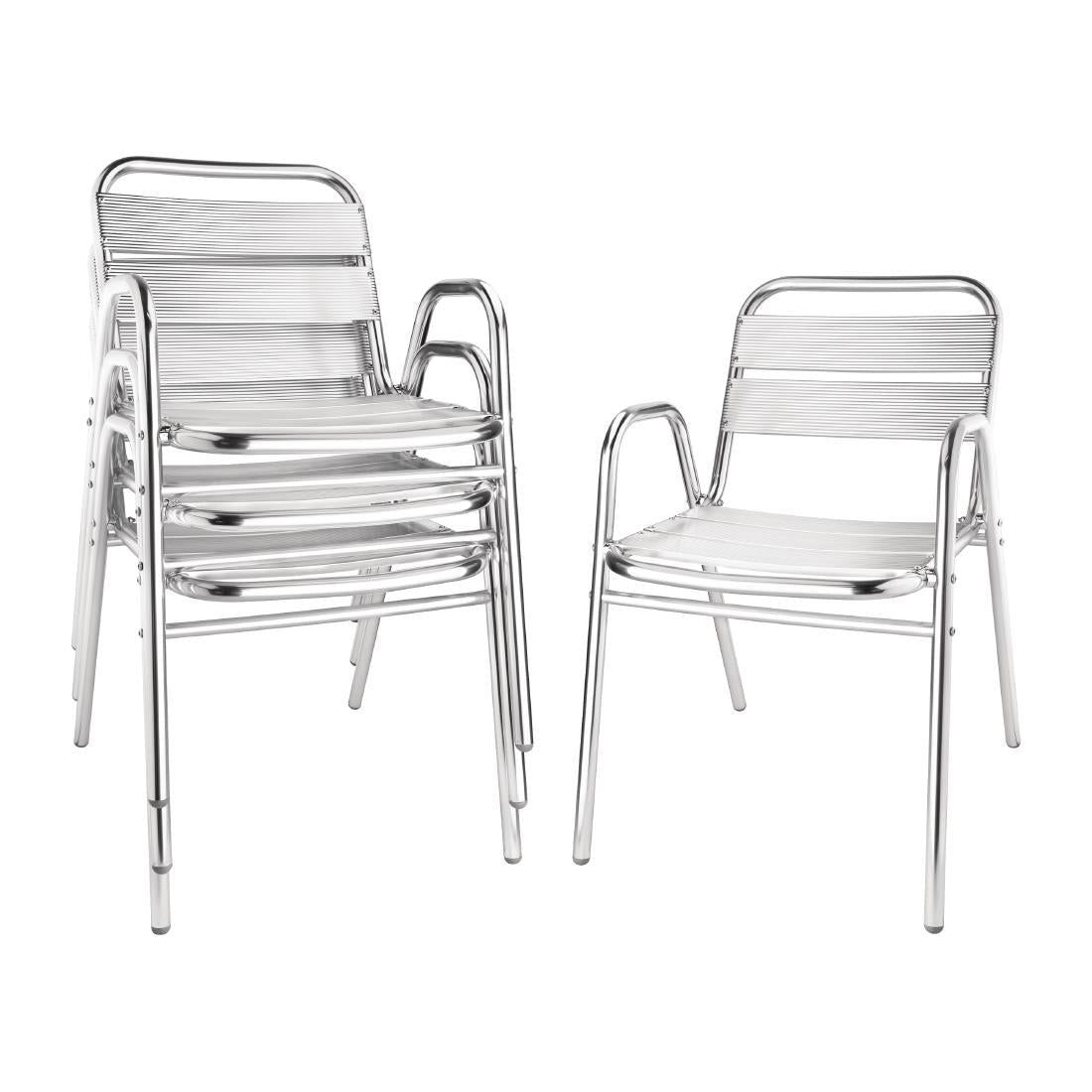 Bolero Aluminium Stacking Chairs Arched Arms (Pack of 4) - U501
