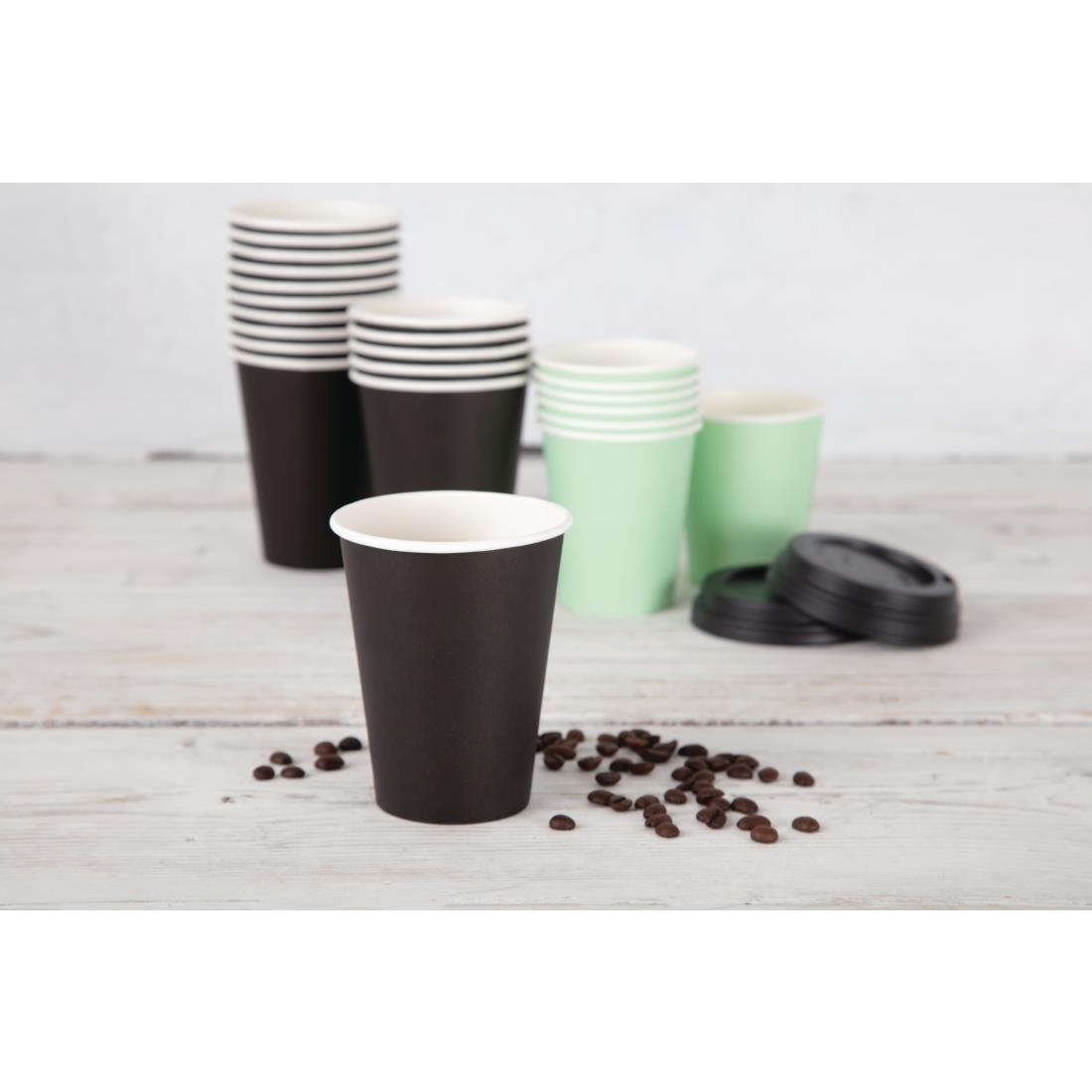 Fiesta Recyclable Takeaway Coffee Cups Single Wall Black 340ml (Pack of 1000) - GF042